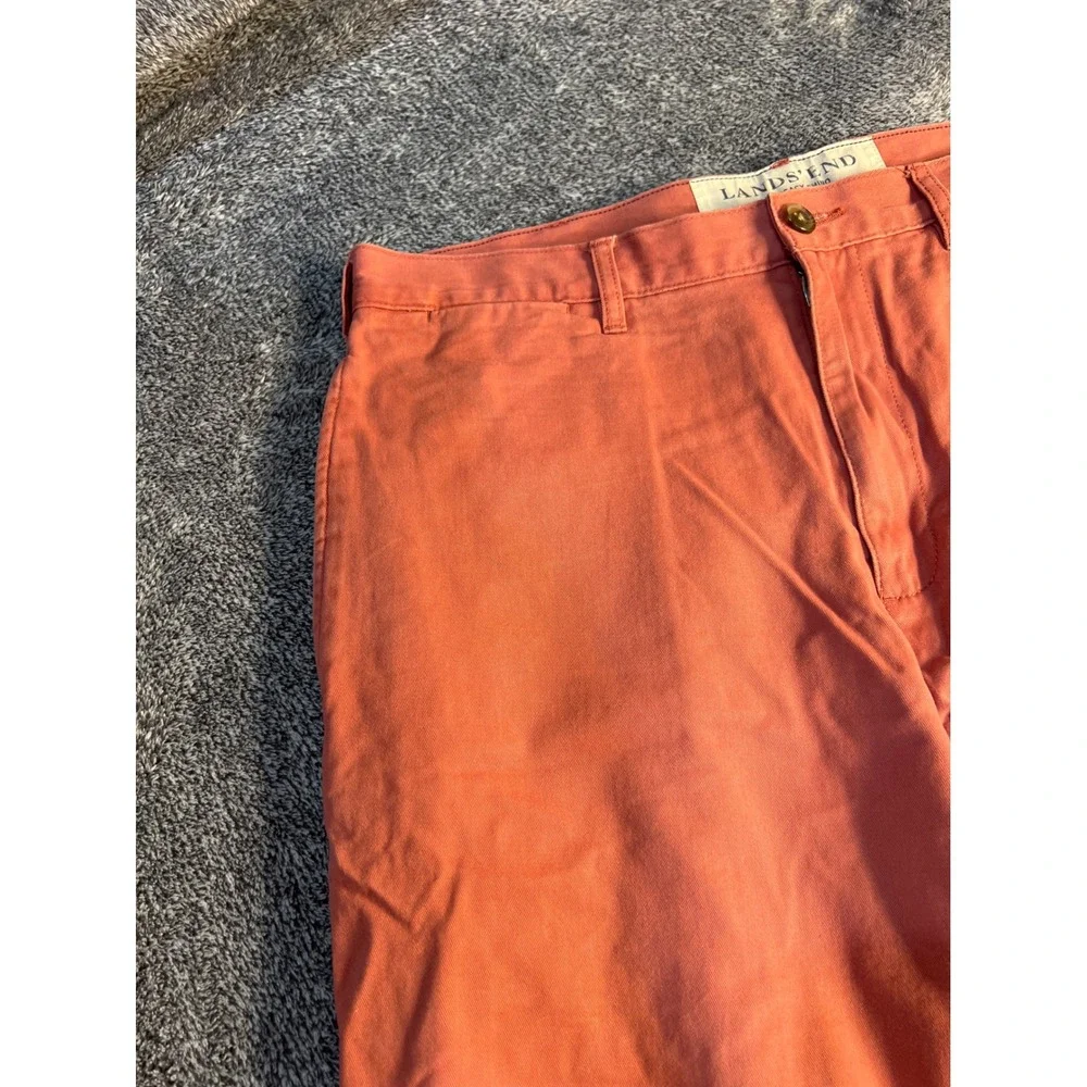 Lands End The Legacy Chino Pants Mens 34 Coral Orange Straight Leg Cotton Pant